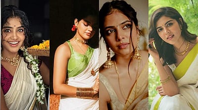 ஓணம் - புடவையில் அசத்தும் நாயகிகள்!