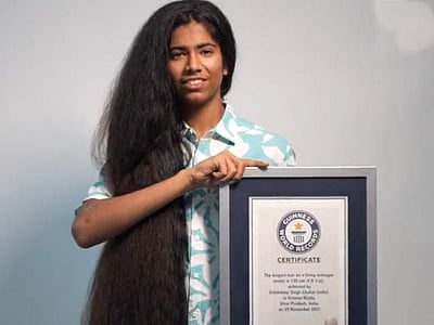 நீண்ட தலைமுடி வளர்த்து கின்னஸ் புத்தகத்தில் இடம்பெற்ற சிறுவன்!
