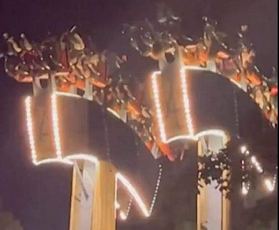 ராட்டினத்தில் கோளாறு: 75 அடி உயரத்தில் தலைகீழாக தொங்கிய மக்கள்!