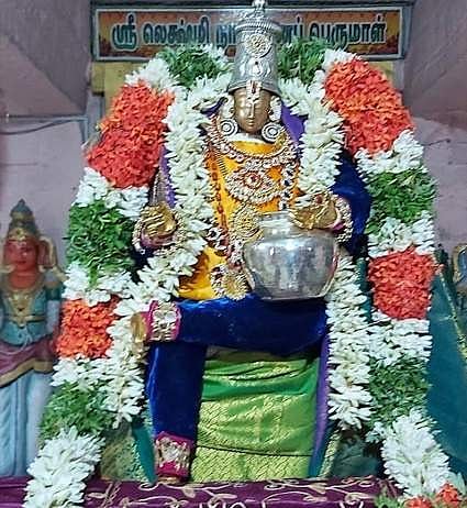 <strong>பிரம்மோத்சவம் - சிறப்பு அலங்காரத்தில் உற்ஸவர் நவநீதகிருஷ்ணன்</strong>